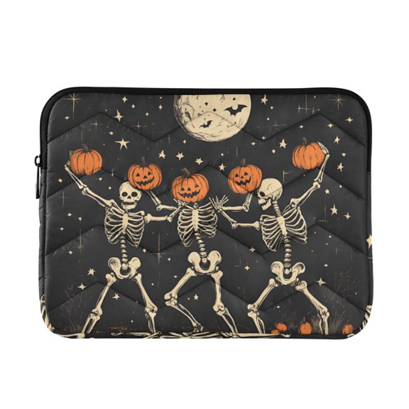FORMRS 13"-13.3" Laptop Sleeve Protective Case Soft Carrying Quilted Computer Bag Cover, Black Halloween Dancing Skeleton