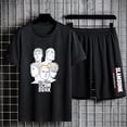thumbnail image 2 of Slam Dunk-chándales de verano para hombre, Camiseta de algodón con estampado de Anime, pantalones cortos, trajes de gran tamaño, ropa deportiva de baloncesto, conjuntos de entrenamiento, 2 of 4