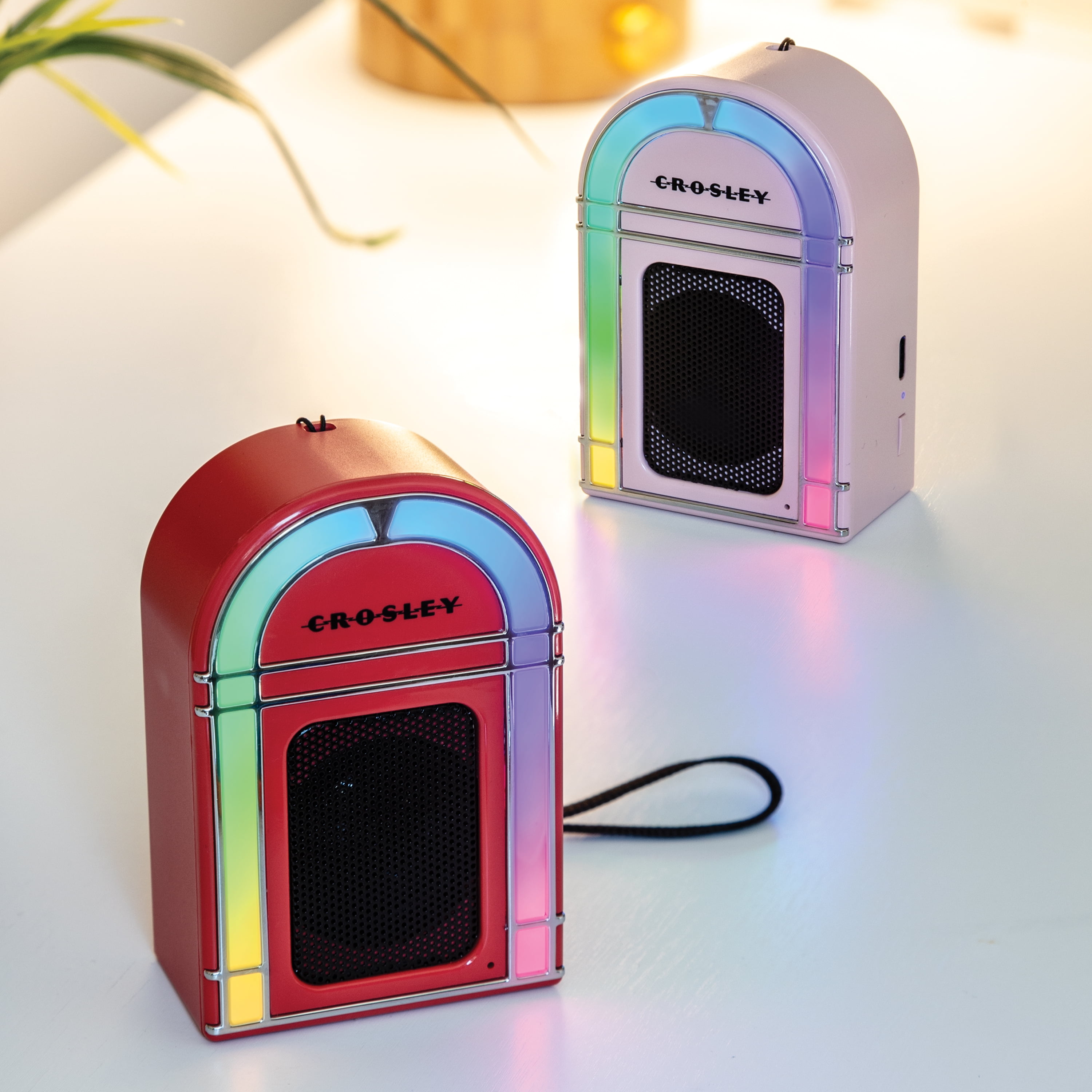 Crosley Mini Jukebox Retro Portable Bluetooth Speaker with LED Lights and Microphone, Vintage
