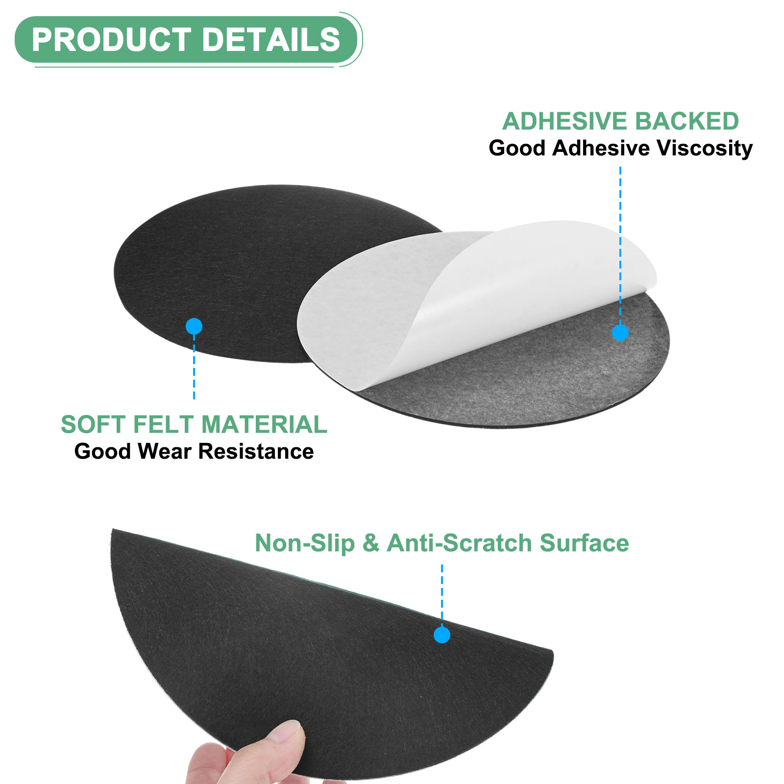 Uxcell 30-Pack Lamp Base Felt, 7 Inch Dia. 2mm Thick Self Adhesive Round Fabric Felt Pads for Lamp/Furniture/DIY [Black]