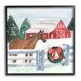thumbnail image 2 of Charming Red Snowy Barn Horse Standing Winter Scene Animals & Insects Painting Framed Art Print Wall Art, 2 of 5