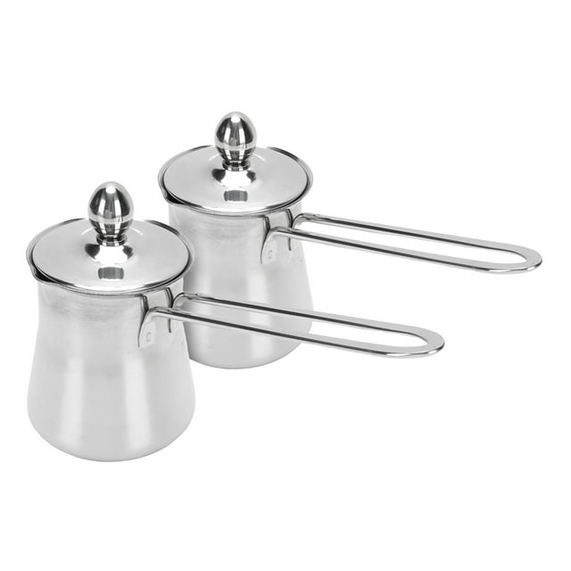 Cafetière Turque, Chauffe-Beurre de Lait en Acier Inoxydable Robuste 2 Pcs 15floz pour la Maison