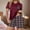 Wine, variant on FAHXNVB Women's Pajama Set 2 Piece V Neck Short Sleeve Shirt with Plaid Boxer Shorts 2025 Summer Comfy Loose Pjs Lounge Sets