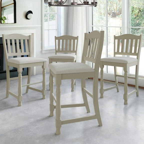 Castle Place Timeless Elegance 4-Piece Counter Height Indoor Dining Chairs, Antique Grey