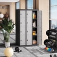 thumbnail image 2 of Bingirl 72-Inch High Employee 4-Door Locking Metal Locker - Dark Gray, 2 of 5