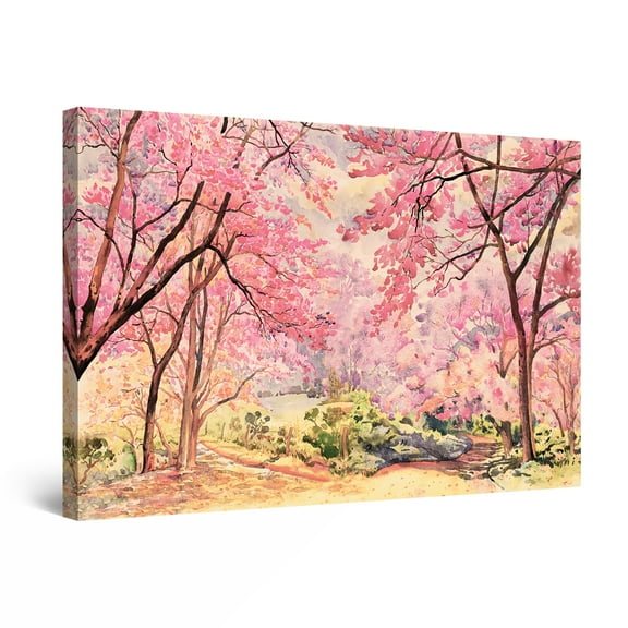 Startonight Canvas Wall Art Abstract - Pink Forest Trees Painting - Large Artwork Print for Living Room 32" x 48"