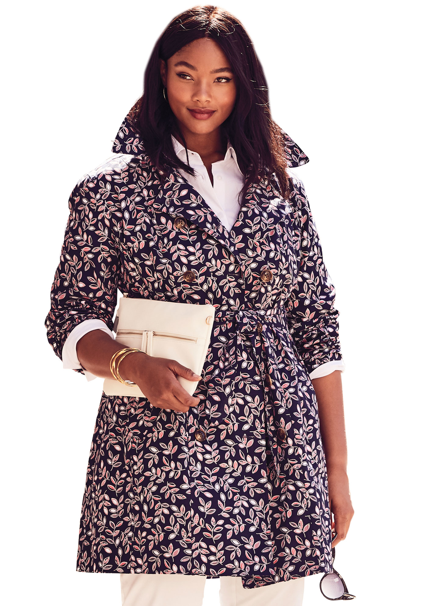 women's plus size short trench coat