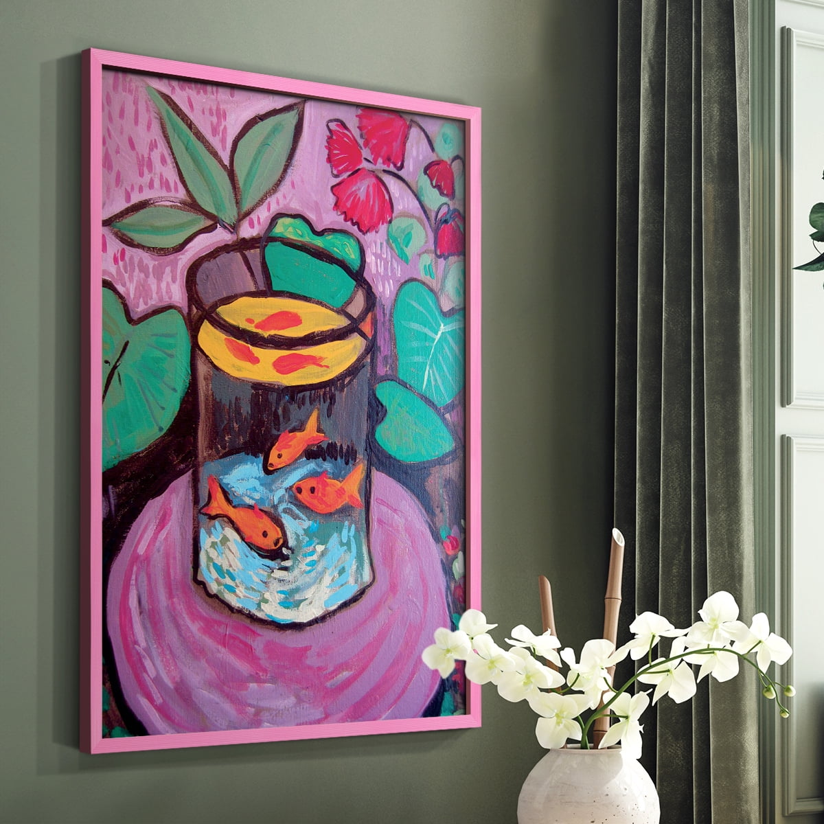Matisse CXCVIII Framed Print in Pink Solid Wood 22 x 28 Framed Print