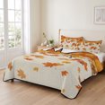 thumbnail image 2 of Full Quilt Set 78''x90'', Thanksgiving Lightweight Summer Bedspread Coverlet Set with 2 Pillow Shams, Retro Orange Fall Maple Leaves Autumn Breathable All Season Quilt Bedding for Bedroom/Guest Room, 2 of 9