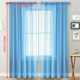 thumbnail image 6 of Sheer Curtains Living Room Rod Pocket Window Curtain Panels Bedroom Semi Sheer Voile Curtains Blue (55''Wx102''L,2 Panels), 6 of 7