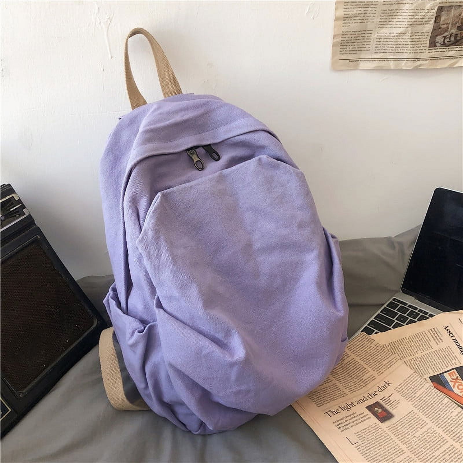 Simple Blank Back To School Backpack Schoolbag Canvas Travel Bag Vintage Green Aesthetic Backpack Women Travel Canvas Backpack