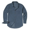 thumbnail image 5 of qolati Men's Muscle Fit Work Shirts Corduroy Stretch Wrinkle-Free Long Sleeve Henleys Blouse Casual Button Down Cargo Shirts with Pockets, 5 of 6