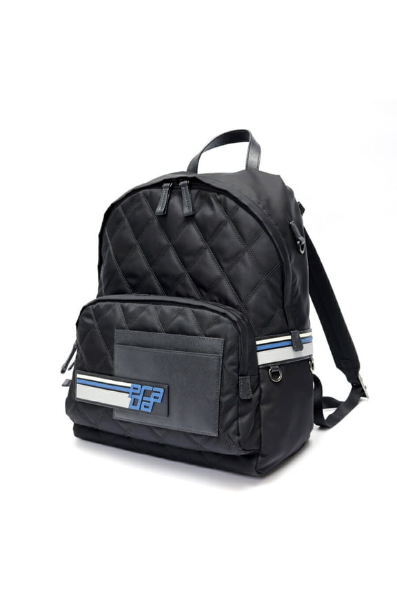 Pre-Owned PRADA Backpack Rucksack 2VZ066 Quilted Nylon Saffiano Leather Black S-158960 (Good)