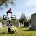 thumbnail image 4 of Black Iron Metal Garden Ground Stake - Weatherproof Memorial Cemetery Flower Decoration for Courtyard Lawn, 4 of 7