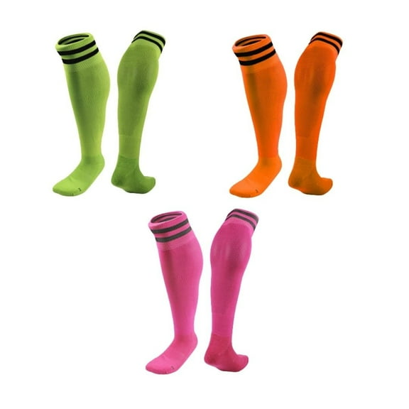Lian LifeStyle 3 Pairs Knee High Sports Socks for Soccer, Softball, Baseball, Soccer, and Many Other Sports XL002 Size S Green,Orange,Rose