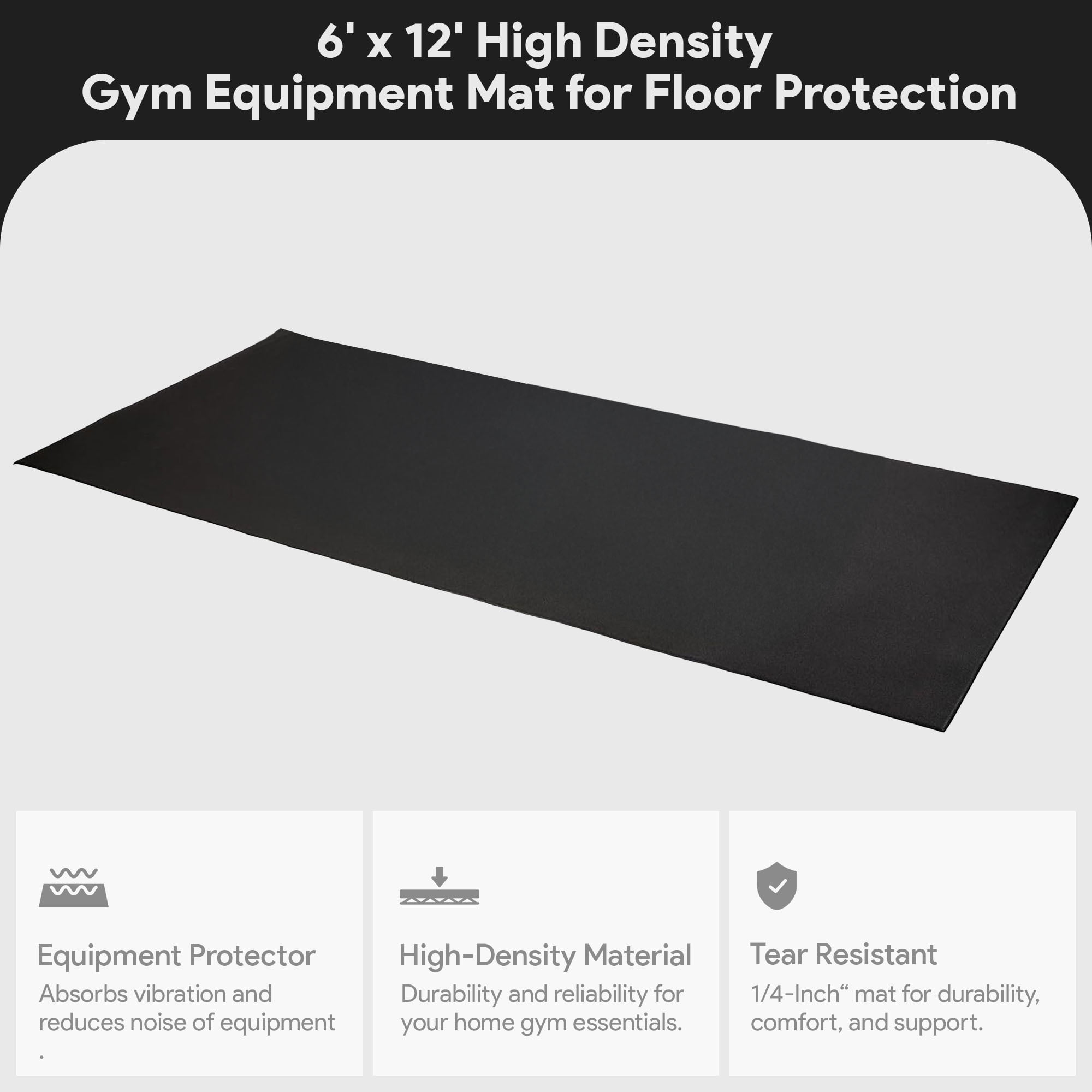 BalanceFrom 12x6 Feet High-Density Floor Mat for Home Gym