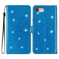 thumbnail image 7 of For iPhone 7 / 8 / SE 2020 / SE 2022 Wallet Case Bling Shiny Premium PU Leather with RFID Blocking Card Slots Holder Magnetic Flip Kickstand Shockproof Wrist Strap Cover, Blue, 7 of 7