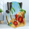 thumbnail image 4 of Hermit Crab Soft Flannel Fleece Throw Blanket, Smiling Hermit Crabs with a Tropical Setting on the Background, Cozy Plush for Indoor and Outdoor Use, 50" x 70", Pale Sky Blue Multicolor, by Ambesonne, 4 of 5