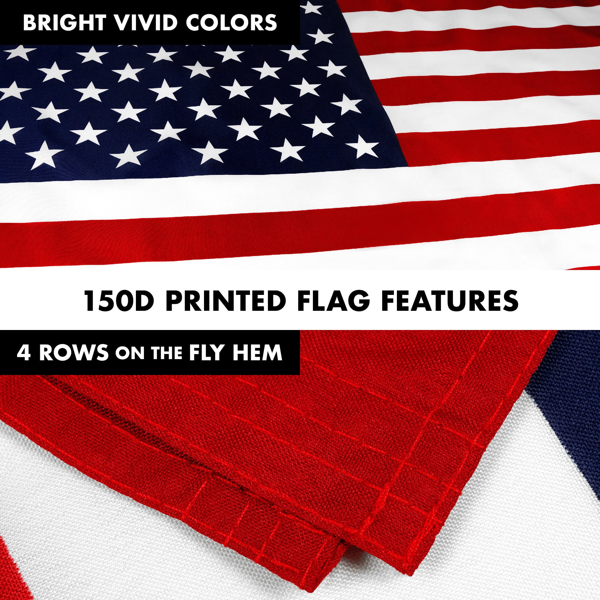 G128 Combo Pack: 5 Ft Tangle Free Aluminum Spinning Flagpole (White) & American USA Flag 2x3 Ft, LiteWeave Pro Series Printed 150D Polyester | Pole with Flag Included