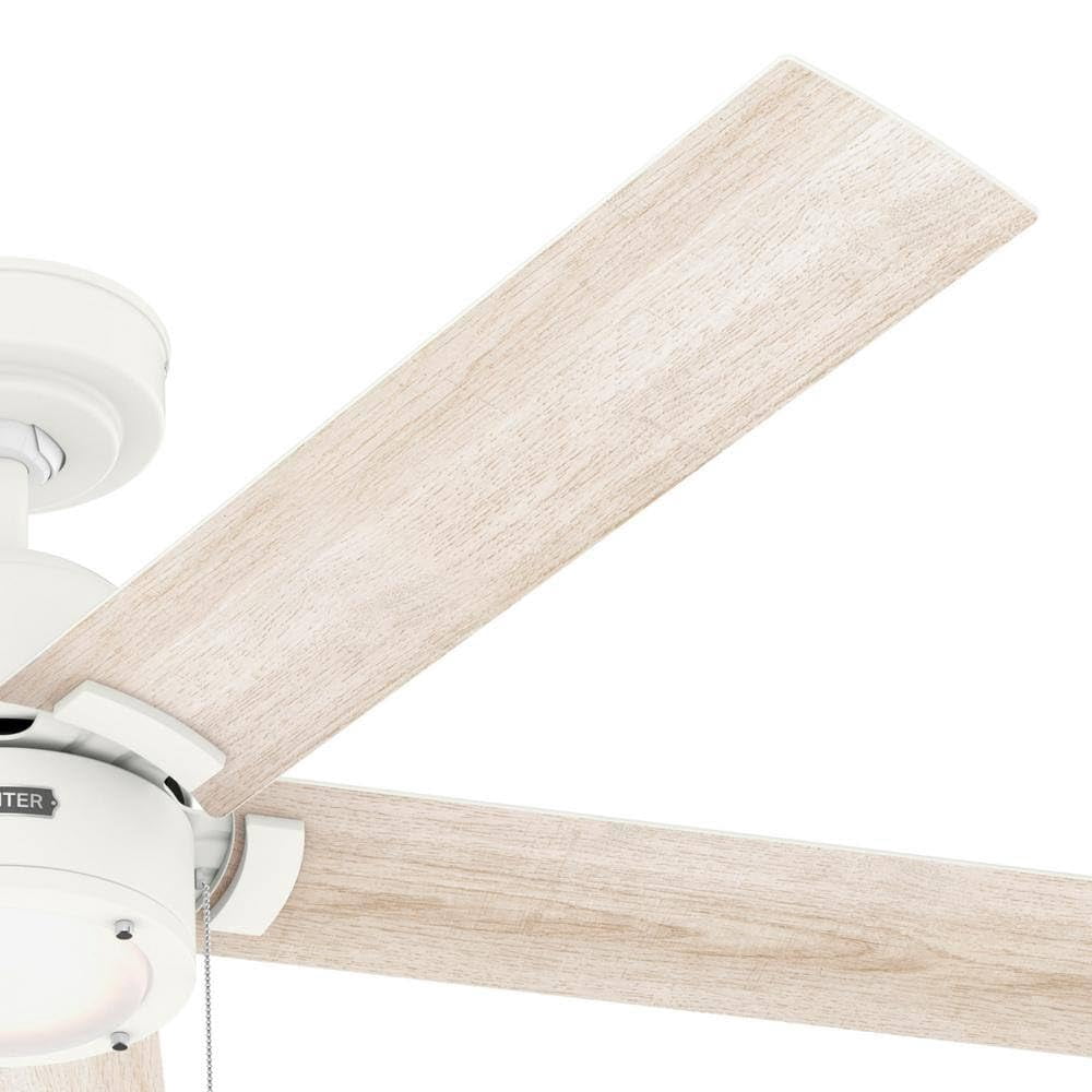 Restored Hunter Fan 52 Inch Matte White Indoor Ceiling Fan with Light and Pull Chain, Reversible Motor and 5 Blades for Living Room, Bedroom, Office, Laundry Room (Refurbished)