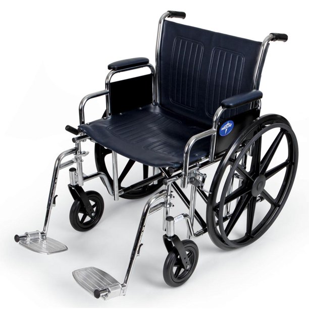 Medline Excel ExtraWide Wheelchair, 22" Wide Seat, DeskLength