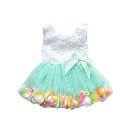 

Toddler Baby Girls Princess Party Tutu Lace Bow Skirt Kids Flower Dress
