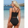 thumbnail image 4 of Asoul Women's Ruched Bikini Sets Sporty Two Piece Swimsuits Strapy Bathing Suit with Pockets, 4 of 6