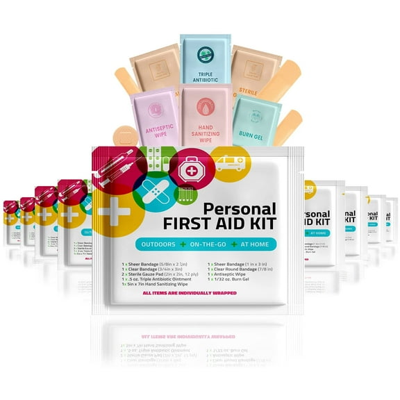 Portable Travel Size First Aid Kit - 10 Pack MULTI-COLOR