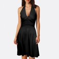 thumbnail image 2 of Women Summer Sleeveless Neck Casual Dresses for Women Plus Size Spring Boho Floral with Business Casual Dress for Women Pocket Elastic Waist Ruffle Mini Dresses, 2 of 5