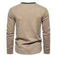 thumbnail image 5 of Honeeladyy Men's Long Sleeve Henley Shirts 4 Button Soft Cotton Casual Tees Reglan Sleeve Tshirt Contrast Color Slim Fit Top #Ng-Khaki-XXL, 5 of 5