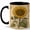 Black, variant on Vintage Sunflower Coffee Mug, Botanical Yellow Flower Illustration Design, 11 oz Ceramic Cup
