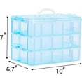 thumbnail image 3 of Casewin 3 Tier Blue Transparent Plastic Stackable Storage Box - Adjustable Compartment Slots - Max 30 Compartments - Container for Storing & Organising Toys, Jewellery, Beads, Arts & Crafts, Tools, 3 of 7