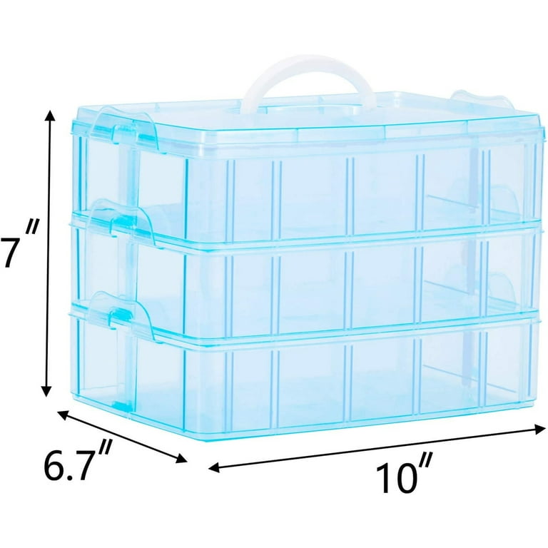 Casewin 3 Tier Clear Transparent Plastic Stackable Storage Box