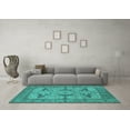 thumbnail image 3 of Ahgly Company Machine Washable Indoor Rectangle Oriental Turquoise Blue Industrial Area Rugs, 8' x 10', 3 of 4