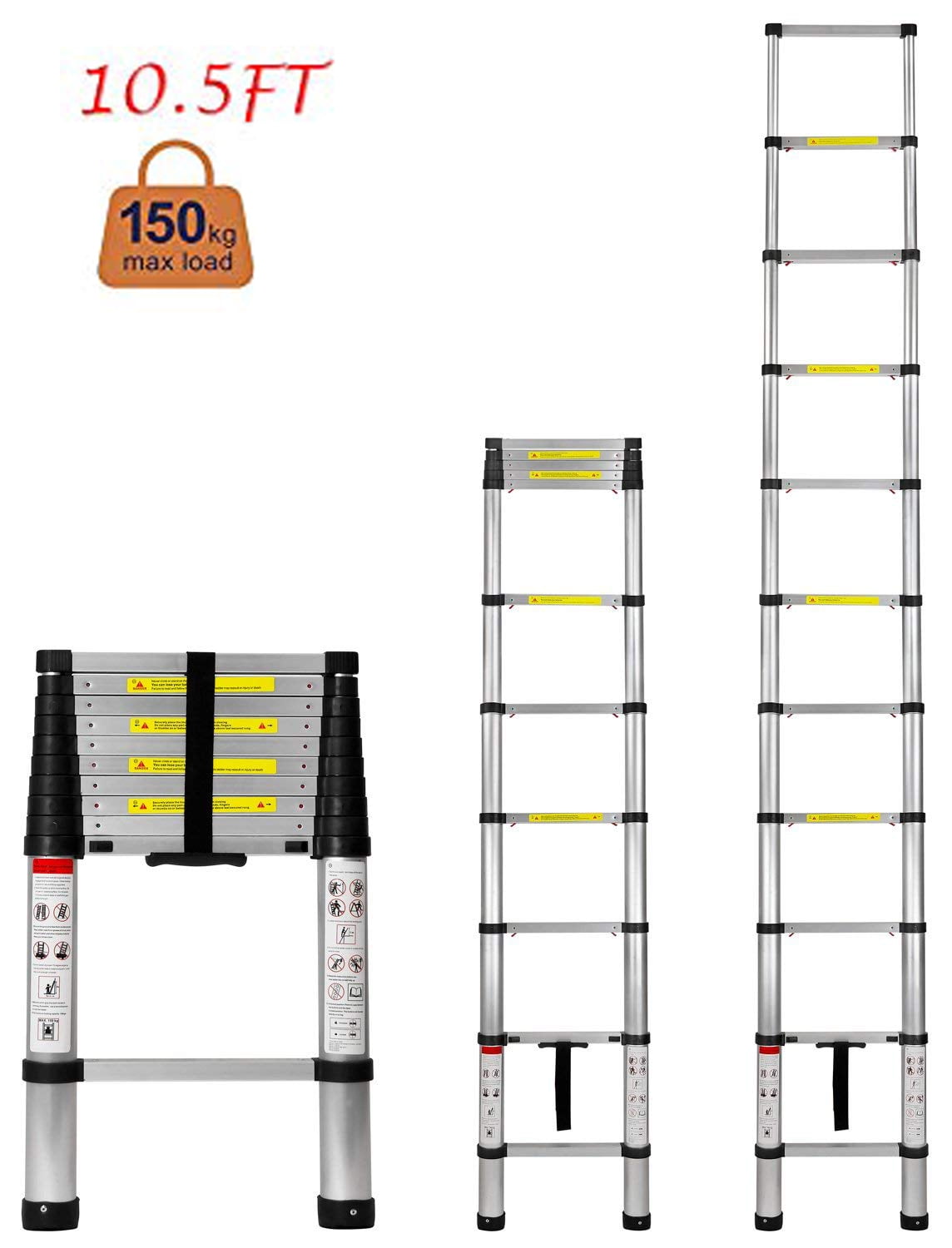 3 2m Diy Multi Purpose Aluminium Ladder Telescopic Extension Portable Ladder With 11 Steps 10 5 Feet Max Load 330lbs Building Supplies Diy Tools Umoonproductions Com