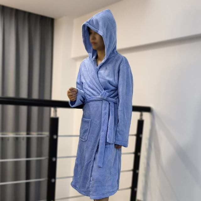 LSLJS Vêtements de Maison pour Femmes et Hommes Pyjama à Capuche en Flanelle Peignoir Pyjama Long, Peignoirs Cadeaux pour Femmes