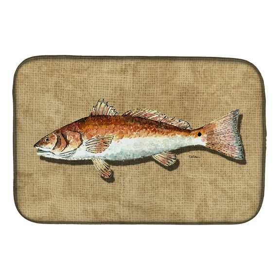 Caroline's Treasures Red Fish Dish Drying Mat