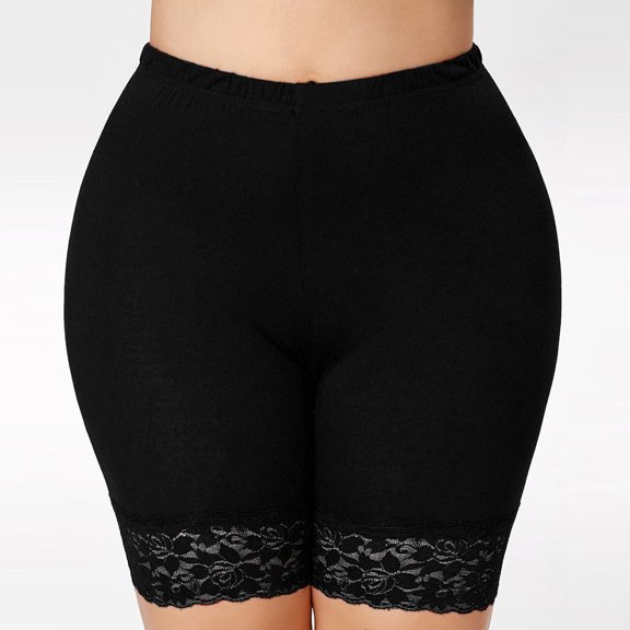 QHFBli Under Dress Leggings for Women Women's Plus Size Athletic Leggings with Decorative Lace Trim Mid Rise Stretch Fit Workout Trousers for