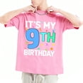 thumbnail image 2 of It's My 9th Birthday 9 Nine Happy Birthday Girls T-Shirt Azalea Red XS, 2 of 5