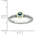 thumbnail image 2 of Checker-Cut Blue Topaz Sterling Silver and 14kt Gold Ring, 2 of 5