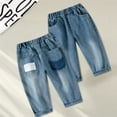 thumbnail image 2 of LIIPEE Girls Boys Jeans Pants Spring Autumn Fashion Casual Elastic Waist Wide Leg Denim Pants With Pockets Boy Classic Party Pants,Blue,3-4 Years, 2 of 5