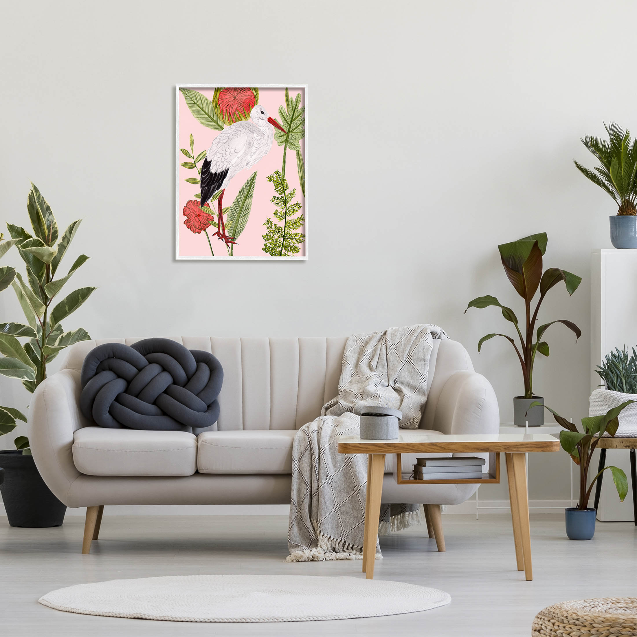 Stupell Industries Pink Varied Botanical Bird Graphic Art White Framed Art Print Wall Art, Design by Melissa Wang