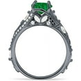 thumbnail image 6 of Round Split Shank Ring Green Emerald Cubic Zirconia Black Tone 925 Sterling Silver, Size 9, 6 of 7