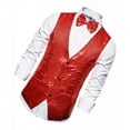thumbnail image 4 of TISHITA Mens Sequins Vest Button Down Bow Tie Jacket Fashion Party Costume L Red, 4 of 5