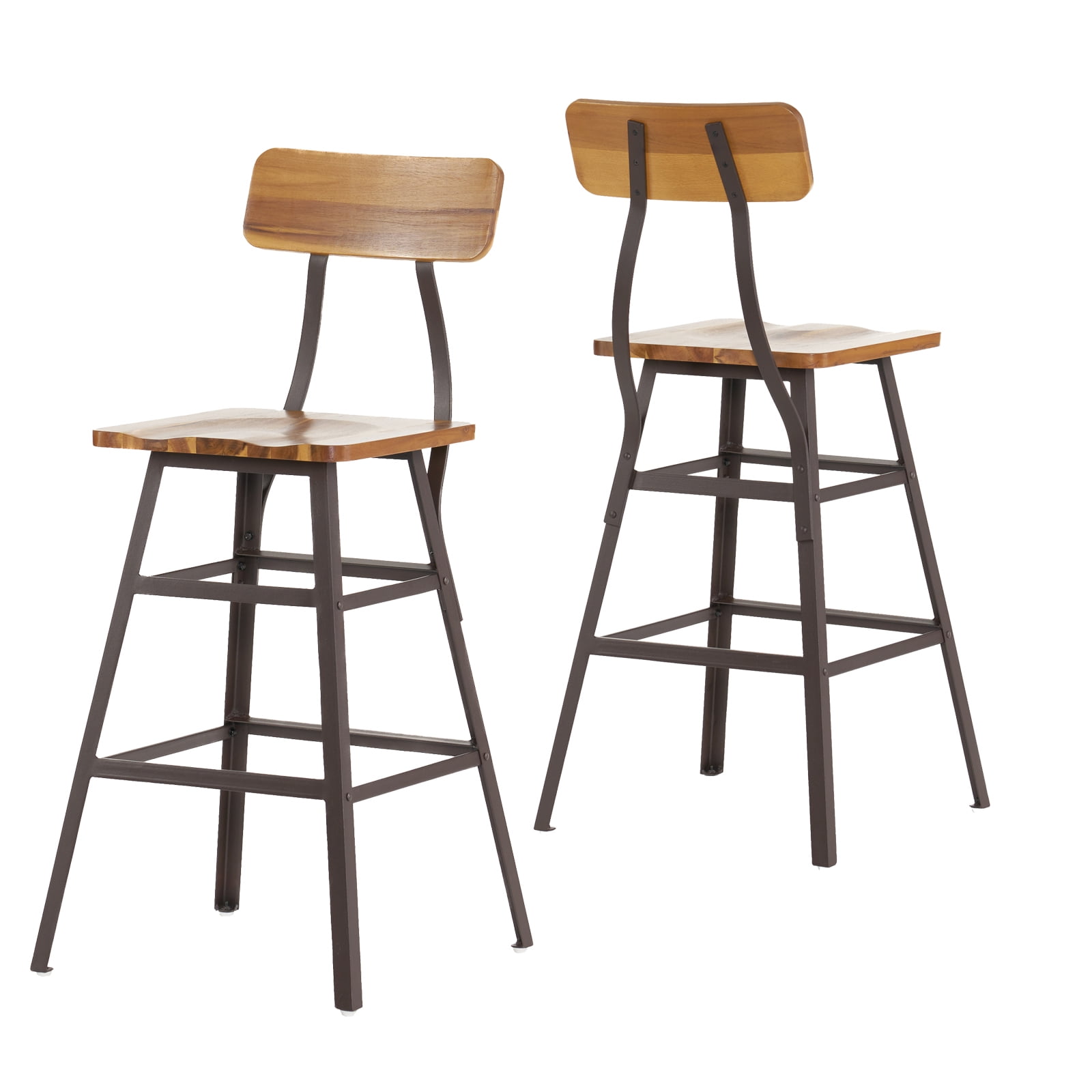 Kadyn Natural Stained Laminated Acacia Bar Chair Set of 2, Wooden Side Chair with Metal Stool Legs, Mid-Century Modern Dining Chairs for Dining Room Coffee House Kadyn Natural Stained Laminated Acacia Bar Chair Set of 2, Wooden Side Chair with Metal Stool Legs, Mid-Century Modern Dining Chairs for Dining Room Coffee House
