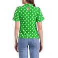 thumbnail image 3 of INSPIRAR CHIC Blusa de Mujer con Lunares, Cuello Alto, Pliegues, Espalda con Abertura, Manga Corta Acampanada, Color Verde, 3 of 6