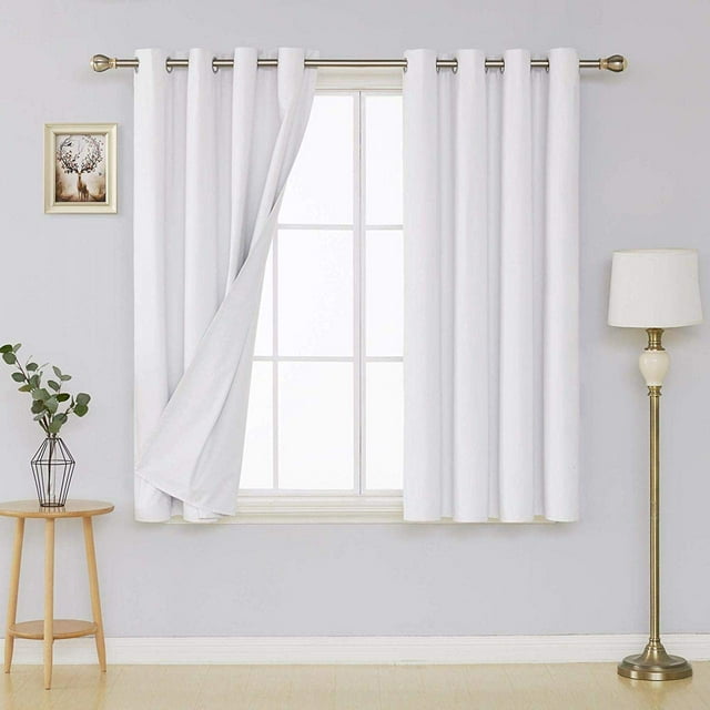 Deconovo Cortinas opacas negras de 1 panel, 132 x 160 cm, con aislamiento térmico para ventanas