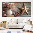 thumbnail image 4 of Rustic Americana Still Life with Star Pinecones and Dried Flowers Framed Canvas Wall Art 48x24 Inch Farmhouse Patriotic Decor for Living Room Office, 4 of 8