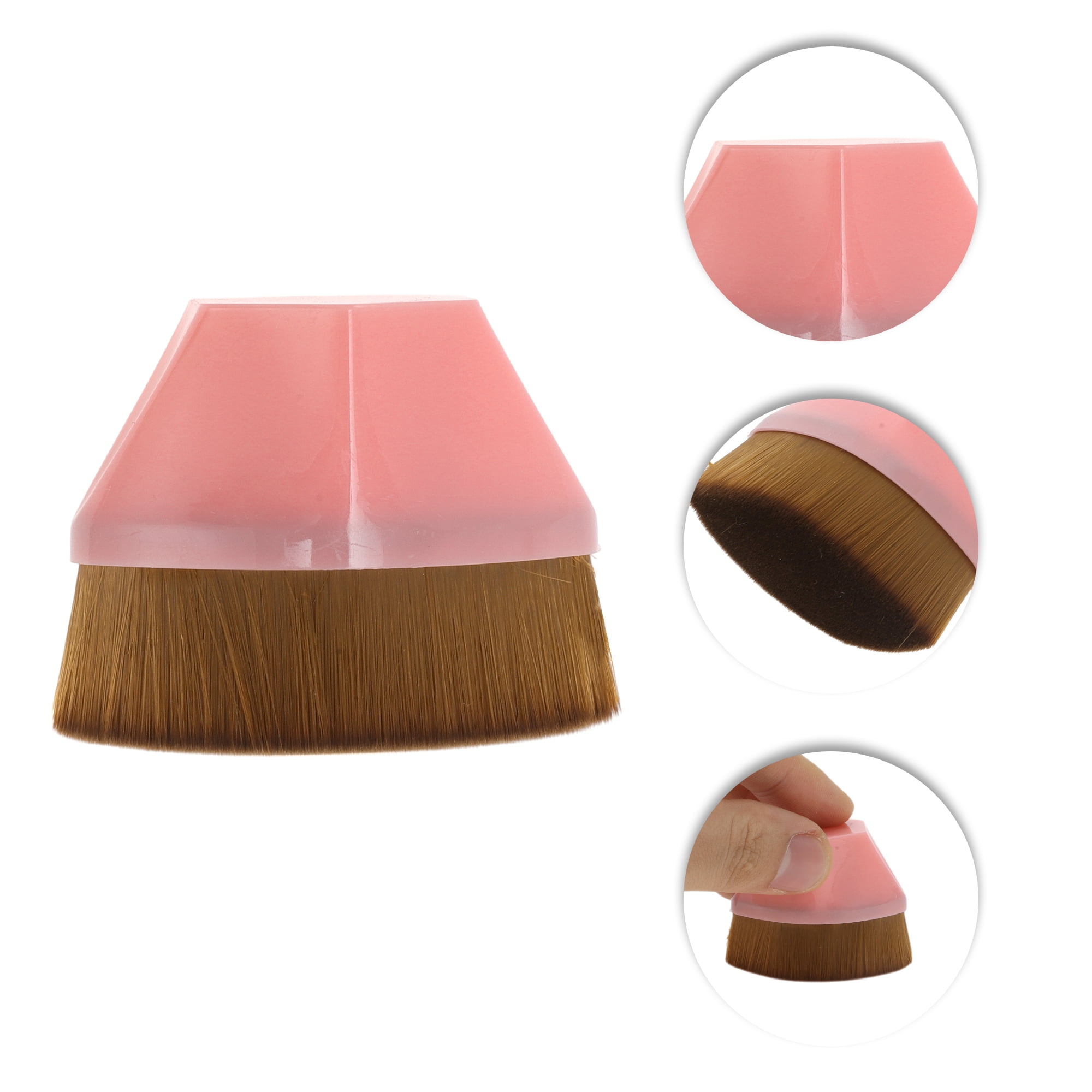 Unique Bargains 1 Pc Lightweight Foundation Brush for Everyday Makeup Brown, Pink Small