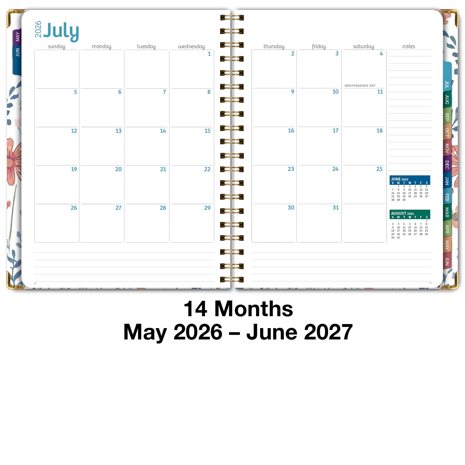 Excello Brands Hardcover AY 2026-2027 Fashion Planner - 8.5"x11" (Colorful Botanicals)
